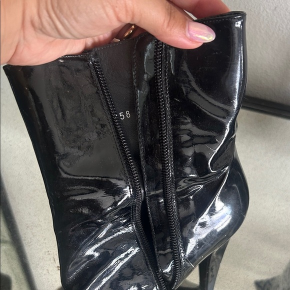 Stuart Weitzman Black Patent Leather Ankle Boots - Picture 12 of 13